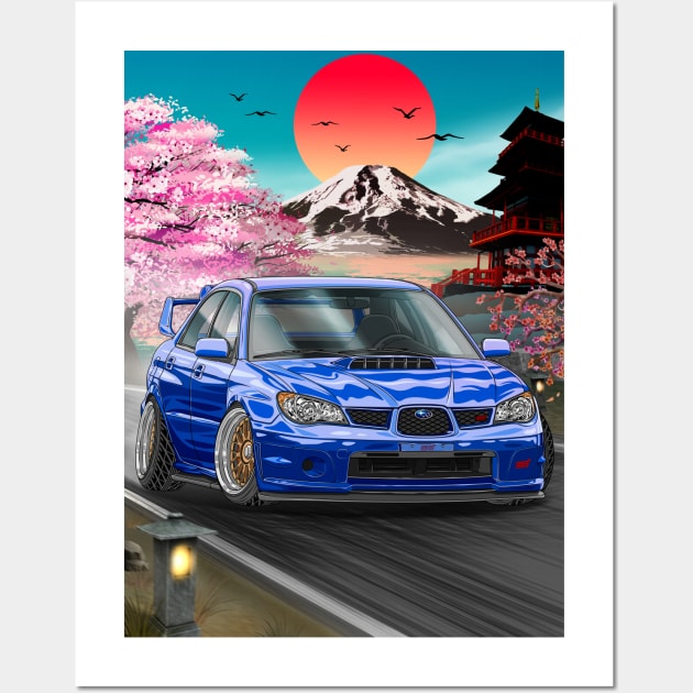 Subaru Impreza WRX STi Hawkeye (2006) in Japan Wall Art by Guyvit